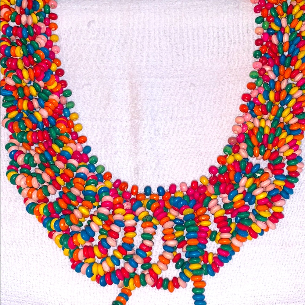 Wooden bead colorful necklace